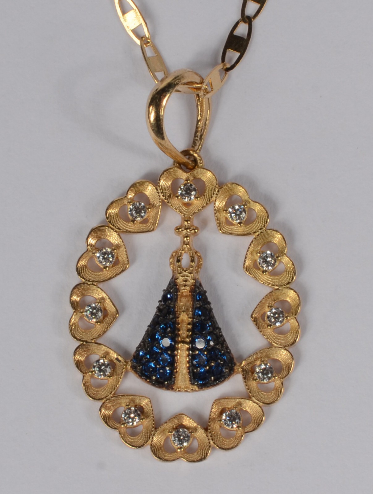 Colar com pendente com manto azul de ouro 18 k., contraste 750 mls... - foto 3 de 6