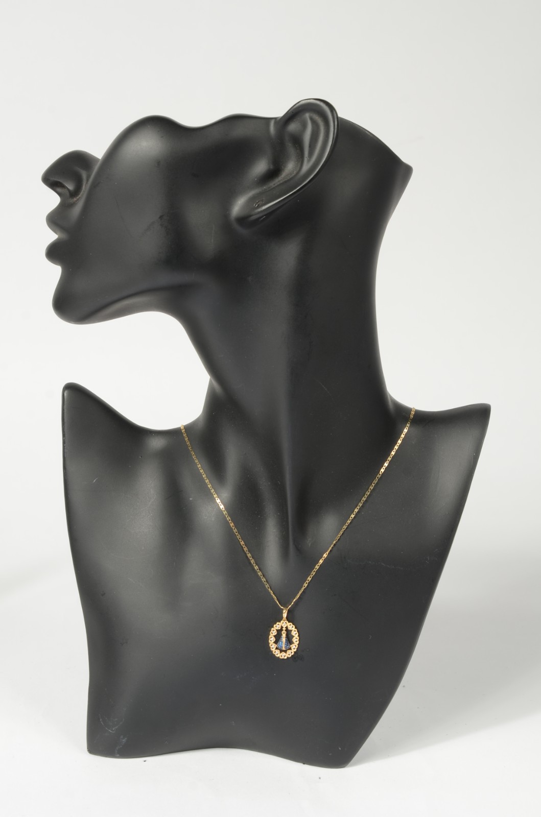Colar com pendente com manto azul de ouro 18 k., contraste 750 mls... - foto 6 de 6