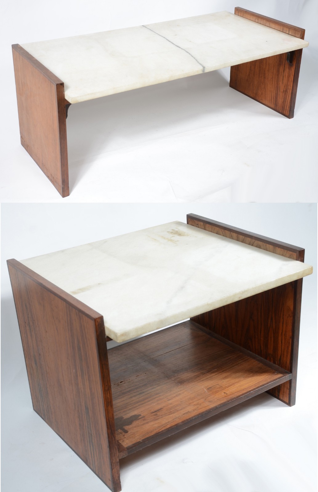 Conjunto de mesa de centro e mesa lateral de madeira, tampos de... - foto 1 de 8