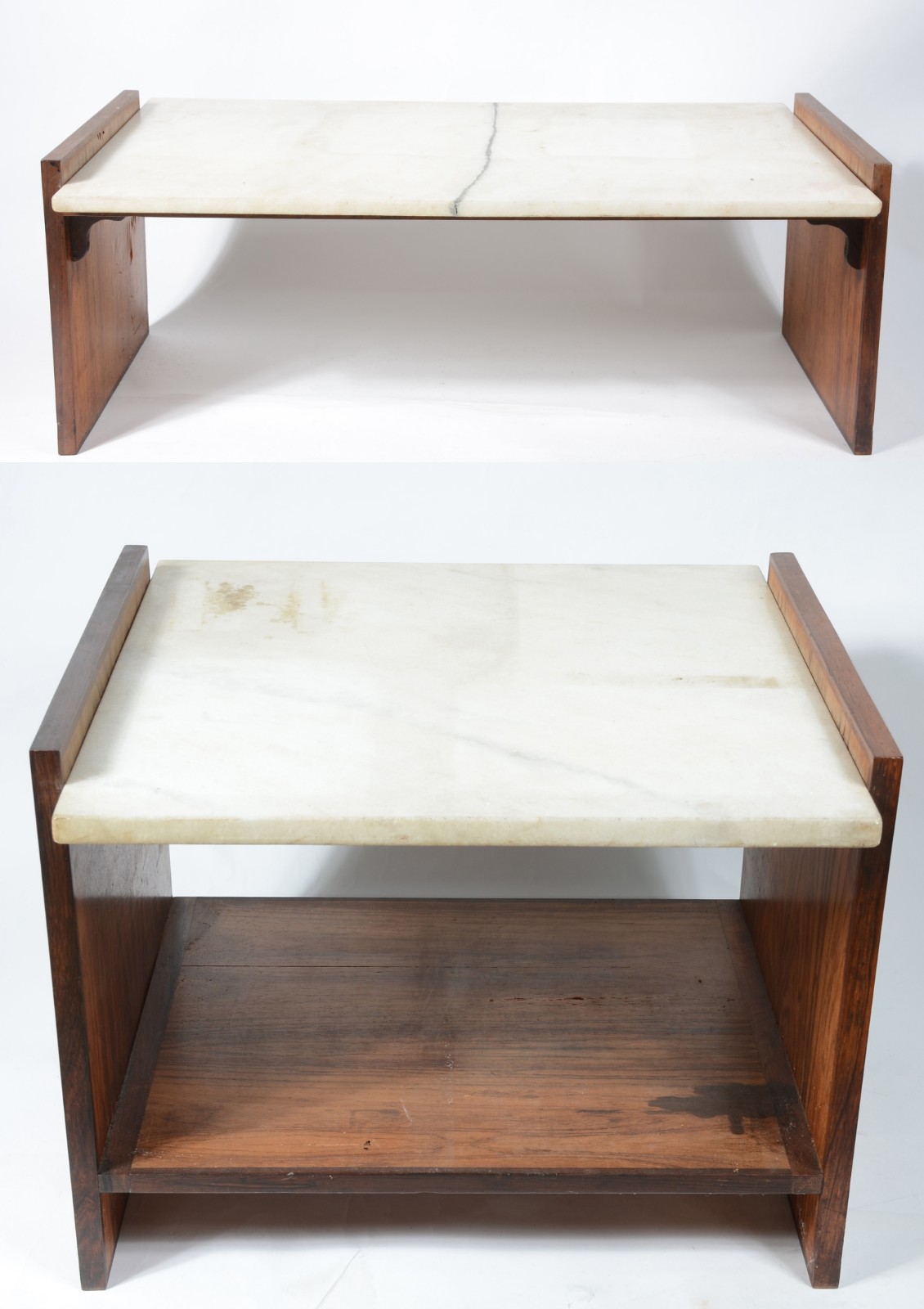Conjunto de mesa de centro e mesa lateral de madeira, tampos de... - foto 2 de 8