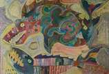 Chico da Silva (1910-1985), Animais Fantásticos - Óleo sobre tela. Datado 1964.
