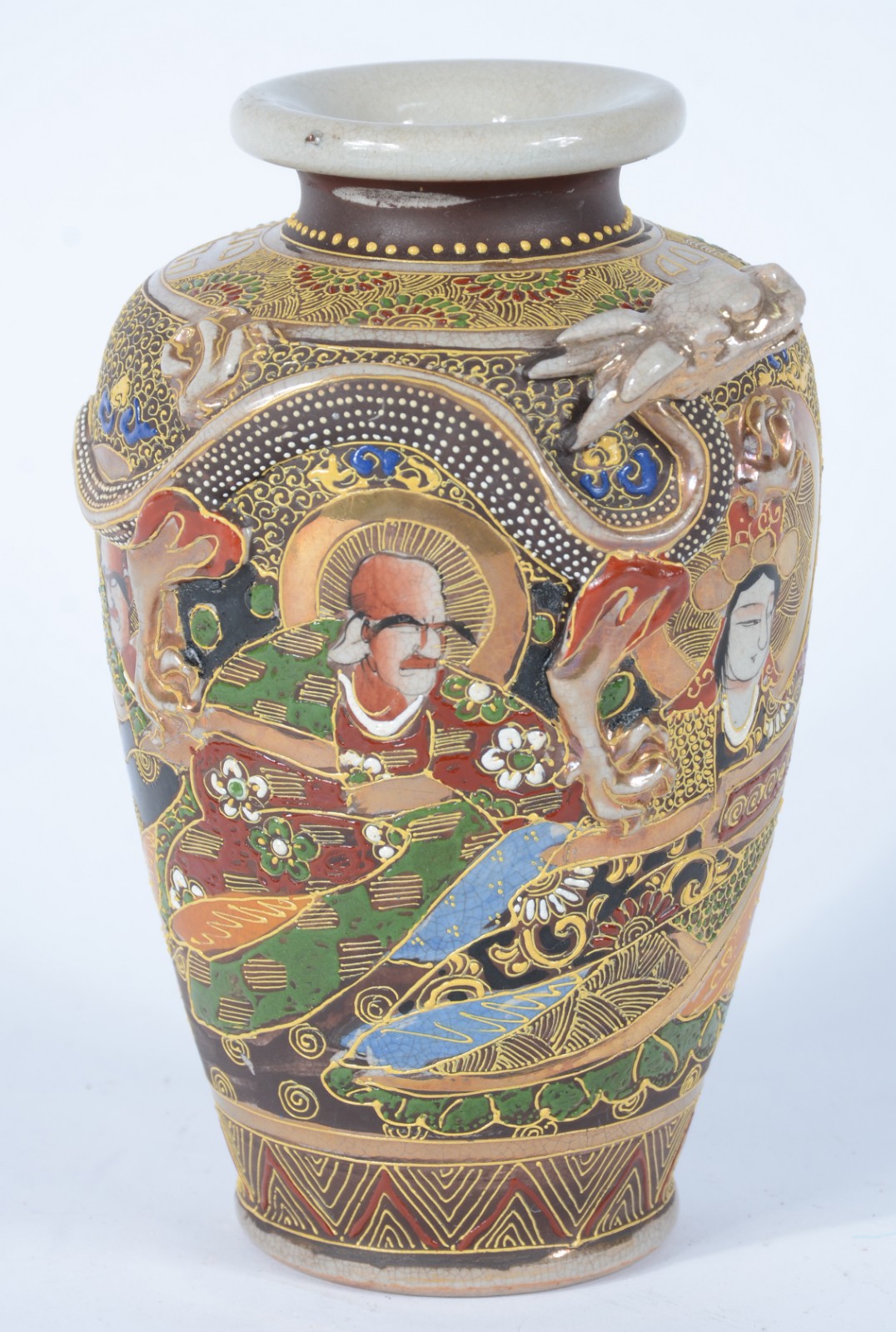 Vaso de faiança japonesa decorada ao gosto Satzuma. - foto 1 de 5