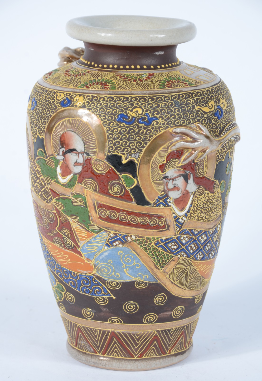 Vaso de faiança japonesa decorada ao gosto Satzuma. - foto 2 de 5