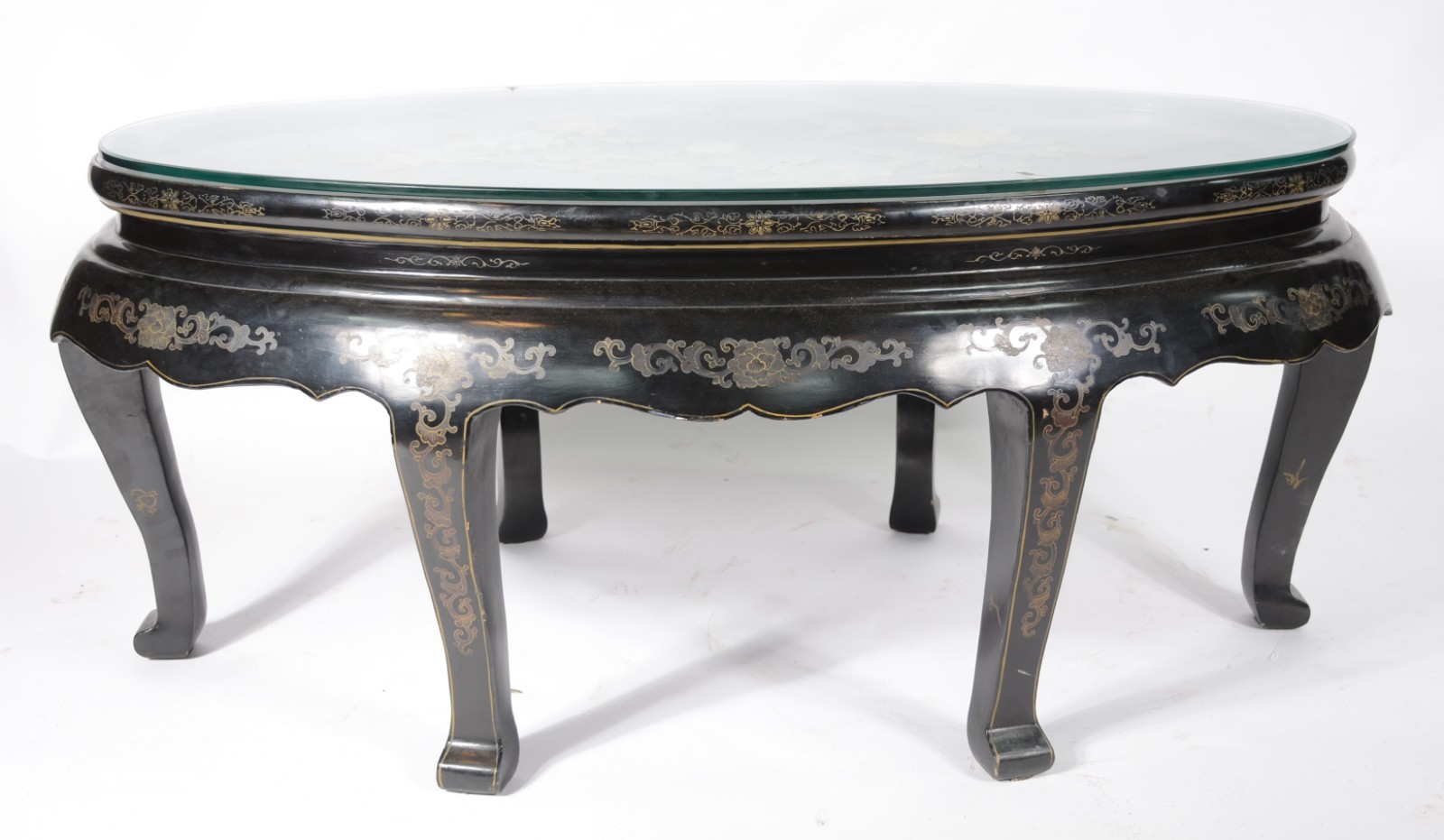 Mesa de centro oriental de lacca negra decorada com figuras de... - foto 8 de 10