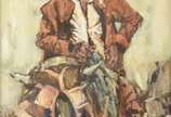GLAUCO CHAVES ( 1921), Cangaceiro á Cavalo - Óleo sobre eucatex. Datado 85.