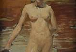 Rudolf Schramm-Zittau (1874/1950), La Baigneuse - Óleo sobre cartão