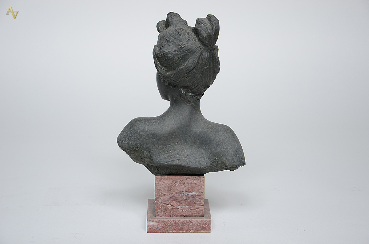 VILLANIS - Escultura de metal representando Busto feminino, base de... - foto 2 de 3