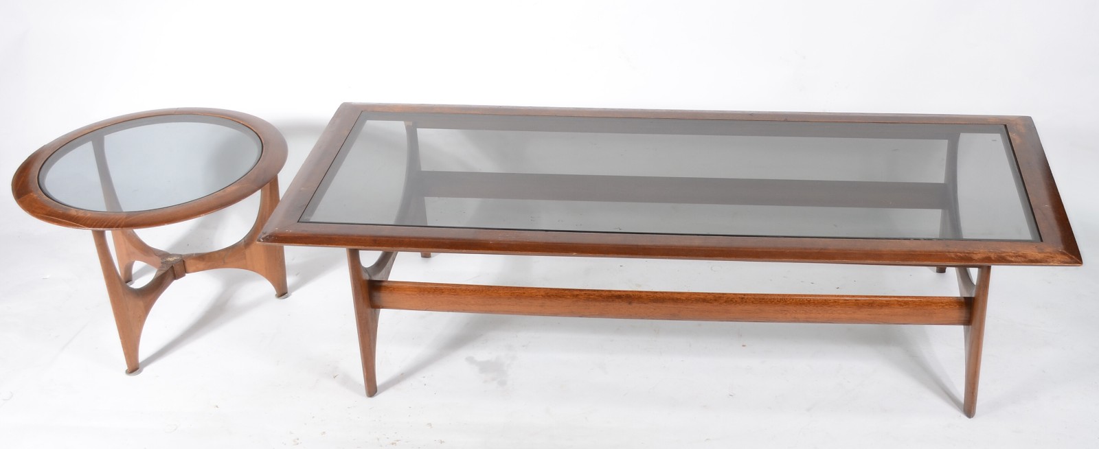 Conjunto de mesa de centro e mesa lateral de madeira nobre, tampos de... - foto 1 de 11