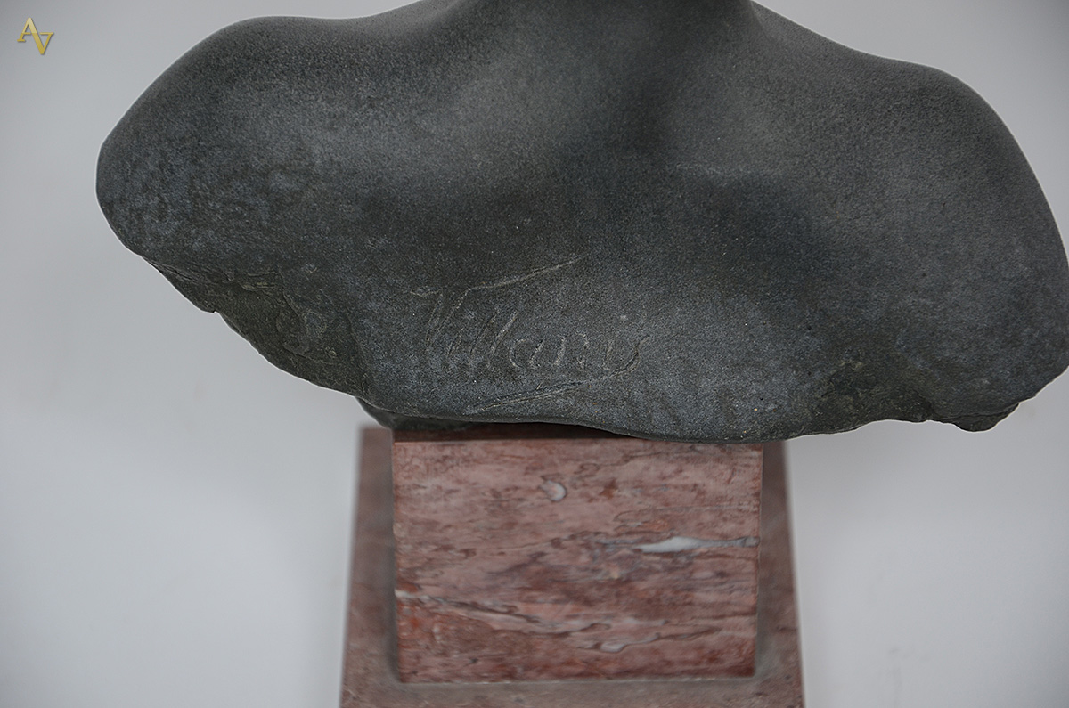 VILLANIS - Escultura de metal representando Busto feminino, base de... - foto 3 de 3