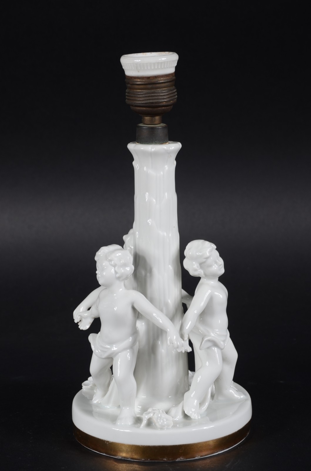 Base para abatjour de porcelana Bavaria decorada com quatro figuras... - foto 1 de 6