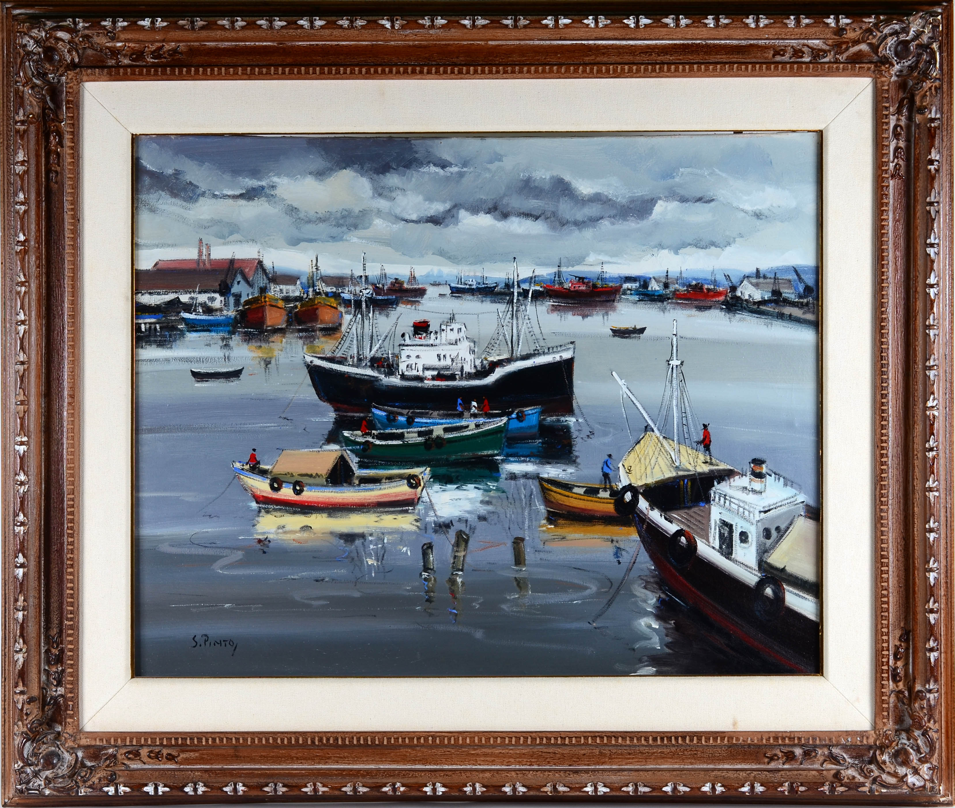 Sylvio Pinto (1918-1997), Marinha com barcos - foto 1 de 3