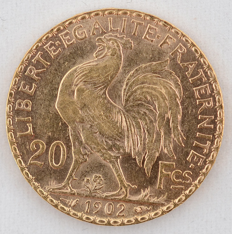 Moeda 20 francos - França 1902, flor de cunho, 900 milésimos - Peso... - foto 2 de 2