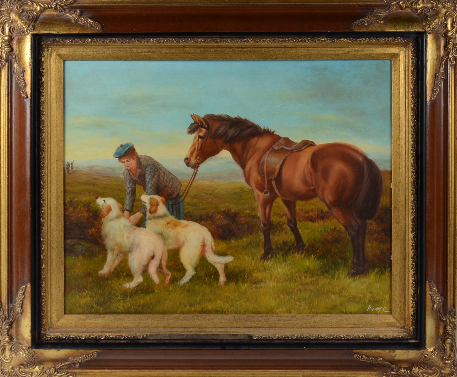 Assinatura não identificada, Menino com Cavalo e Cães - foto 2 de 4