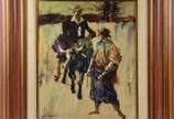 GLAUCO CHAVES ( 1921), Retirantes - Óleo sobre tela. Datado 1986.