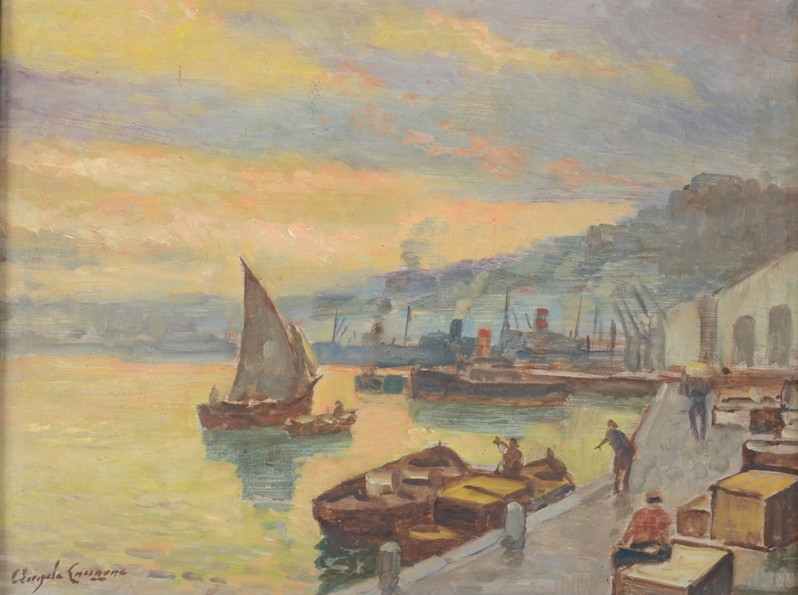 Angelo Cannone (1899-1992), No Porto de Nápoles - foto 1 de 5