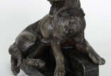 LOUIS ALBERT CARVIN (França, 1875-1951), Cachorro - Escultura de bronze, assinada , base de mármore.