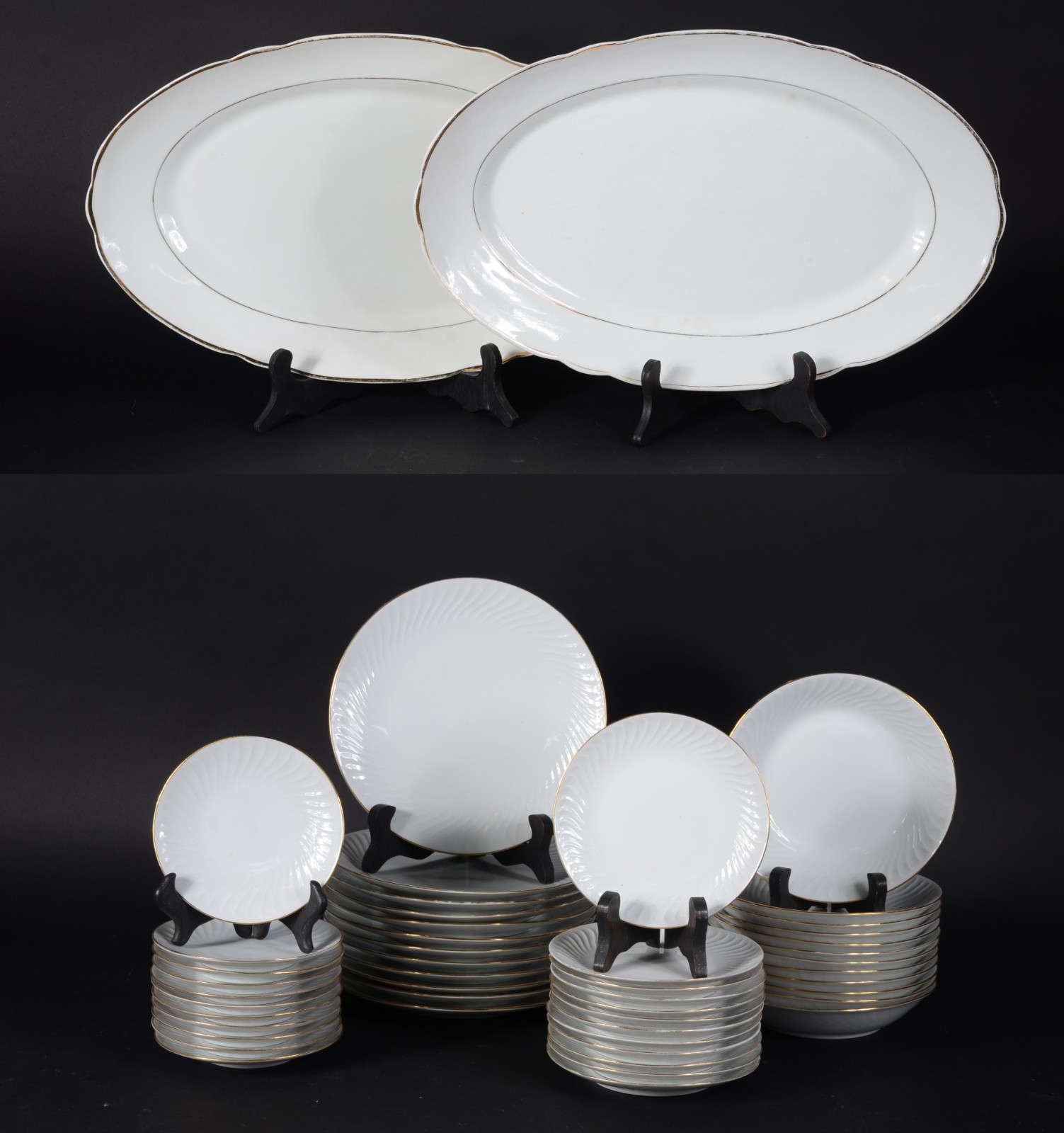 Aparelho de jantar de porcelana da Bavária na cor branca com friso... - foto 1 de 6