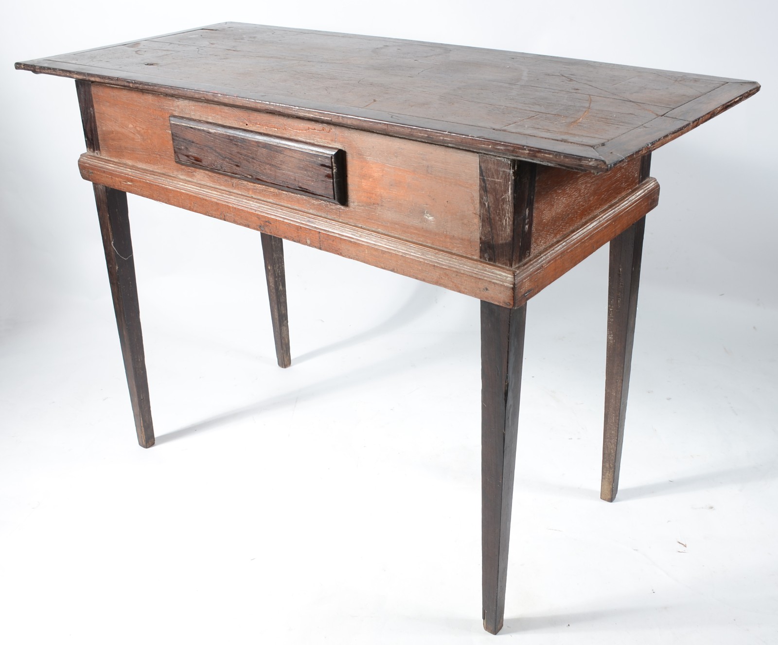 Mesa de encostar de madeira nobre, caixa retangular com uma gaveta... - foto 1 de 6