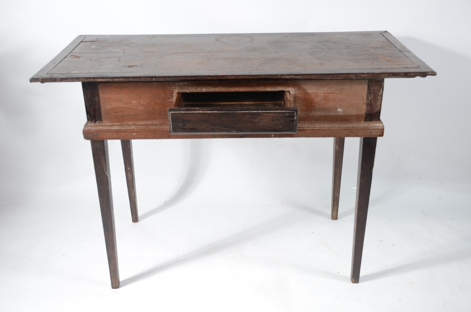Mesa de encostar de madeira nobre, caixa retangular com uma gaveta... - foto 4 de 6