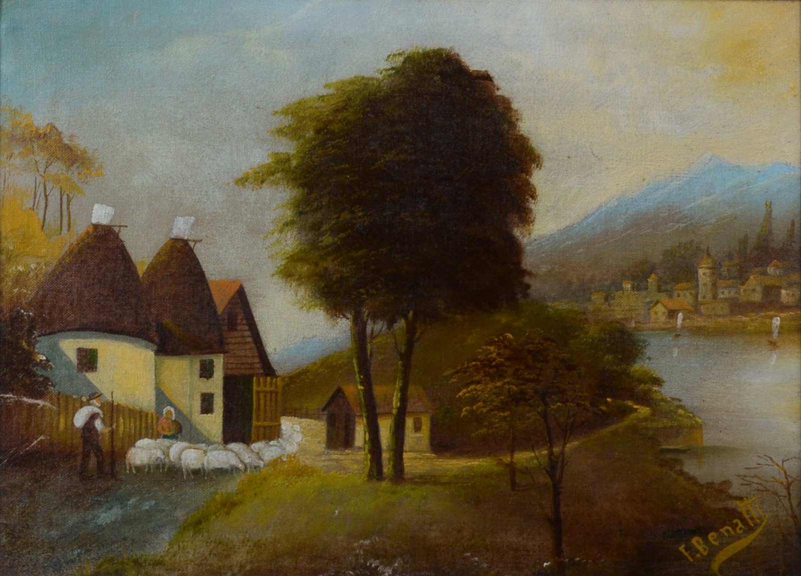 Paisagem com casas e lago - foto 1 de 4