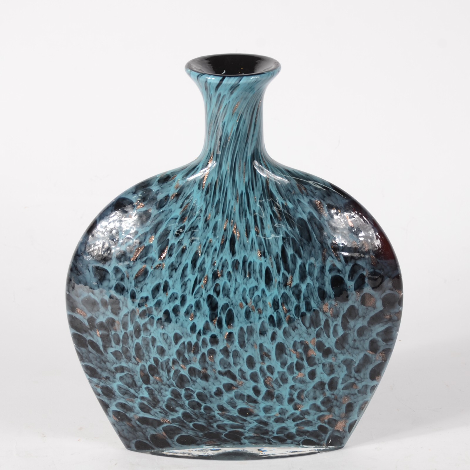 Jarro decorativo de vidro azul e preto com pó de ouro. - foto 1 de 4