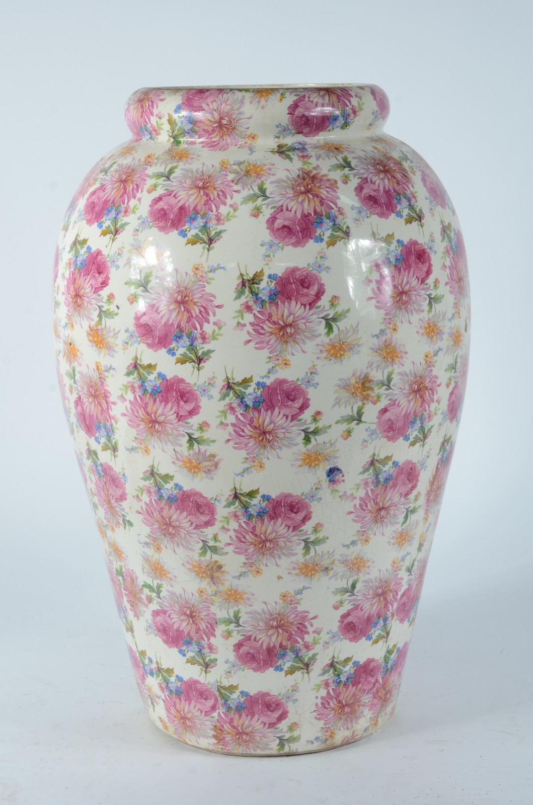 Grande vaso de cerâmica floral policromada. - foto 1 de 5