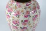 Grande vaso de cerâmica floral policromada. - Grande vaso de cerâmica floral policromada.