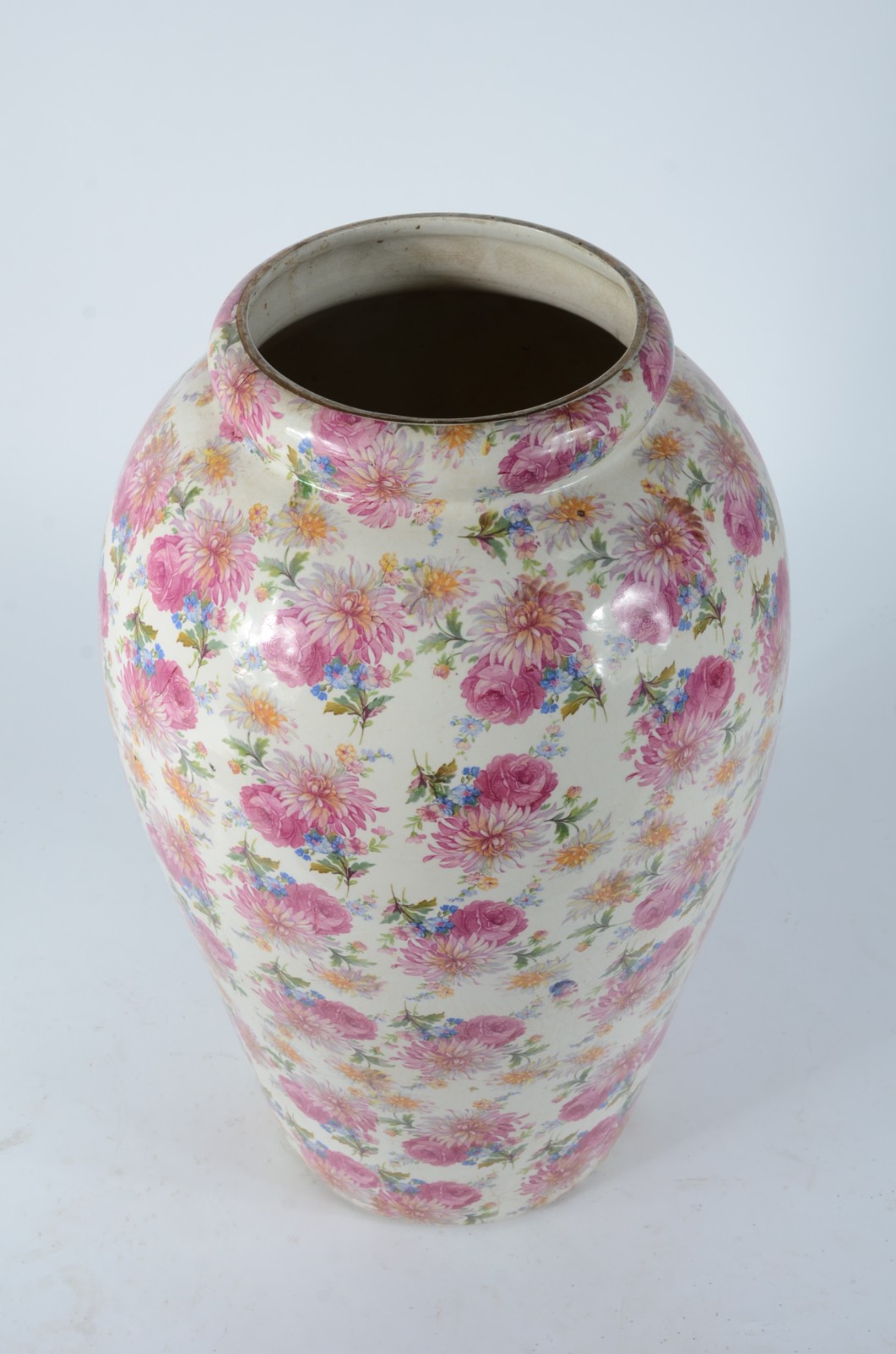 Grande vaso de cerâmica floral policromada. - foto 2 de 5