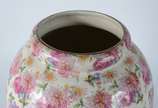 Grande vaso de cerâmica floral policromada. - Grande vaso de cerâmica floral policromada.