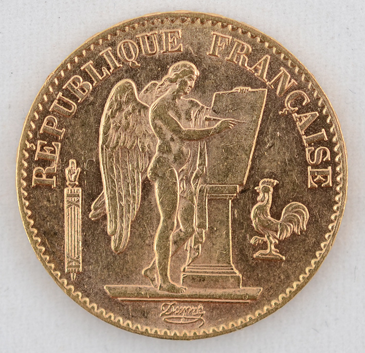 Moeda 20 francos - França 1893, flor de cunho, 900 milésimos - Peso... - foto 1 de 2