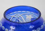 Poncheira de cristal doublé azul lapidada com 1... - Poncheira de cristal doublé azul lapidada com 10 canecas