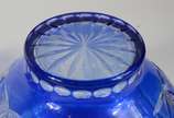 Poncheira de cristal doublé azul lapidada com 1... - Poncheira de cristal doublé azul lapidada com 10 canecas