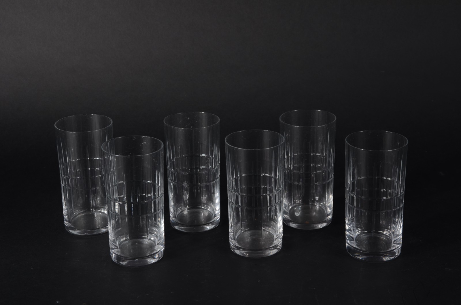 Conjunto com 6 copos longos de cristal europeu lapidado - foto 1 de 2