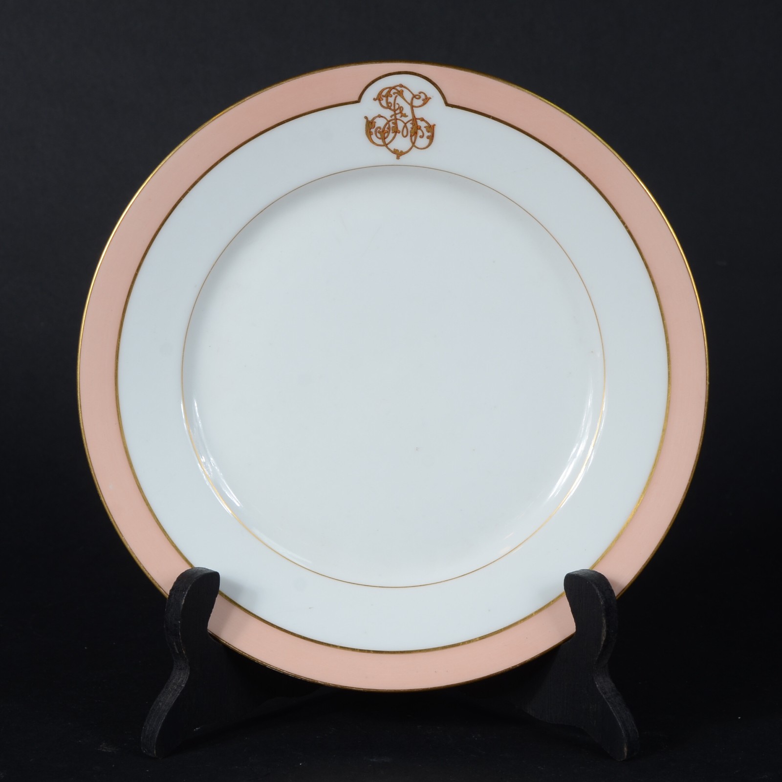 Prato de porcelana francesa Ch.Pillivuyt, borda com tarja na cor... - foto 1 de 5