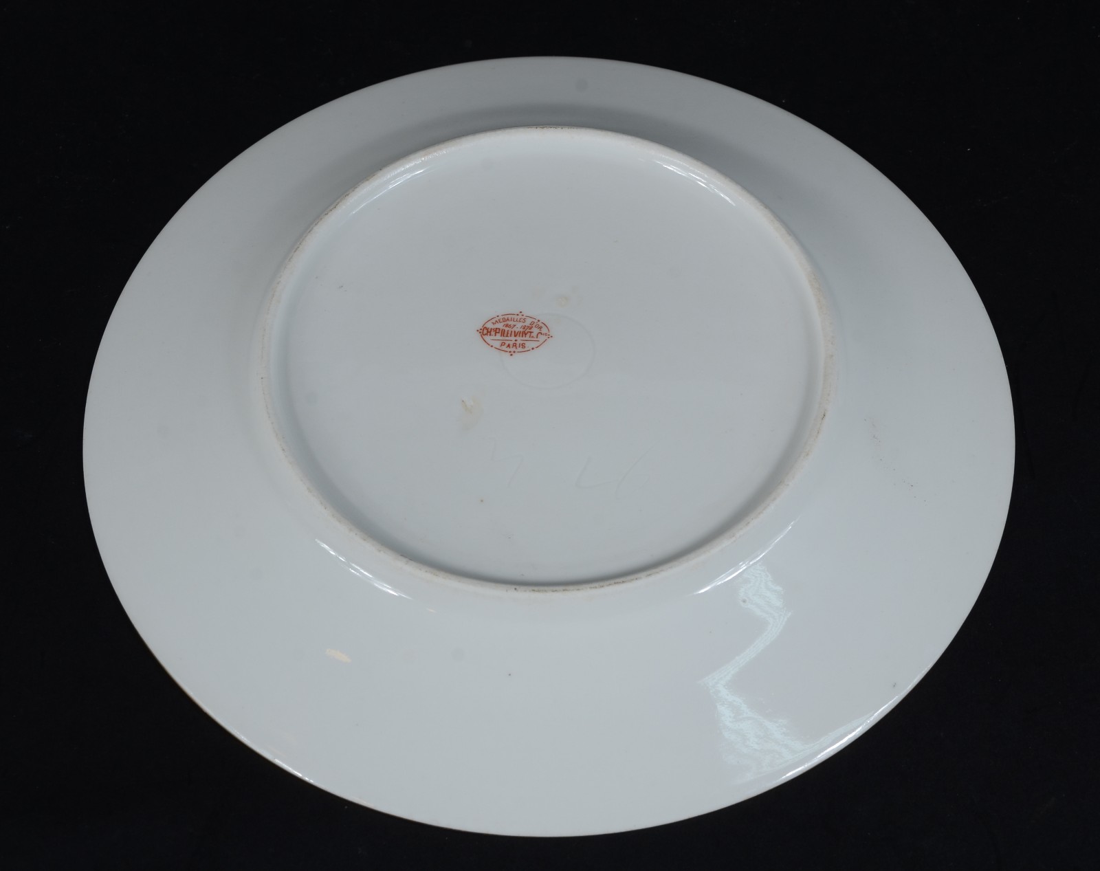 Prato de porcelana francesa Ch.Pillivuyt, borda com tarja na cor... - foto 4 de 5