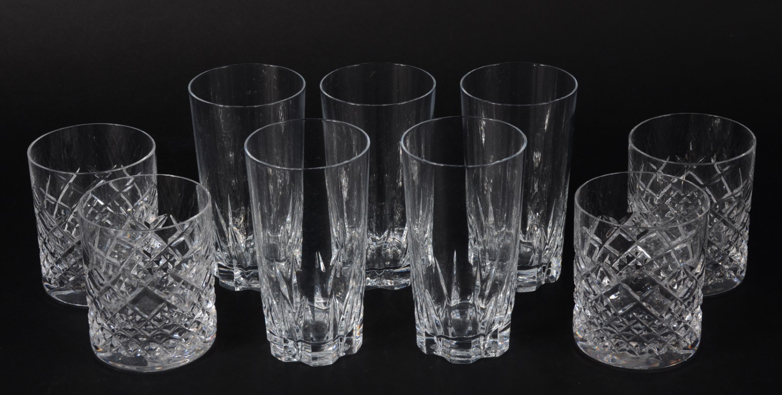 Diversos copos de cristal lapidado, sendo 5 longos e 4 para whisky - foto 1 de 5