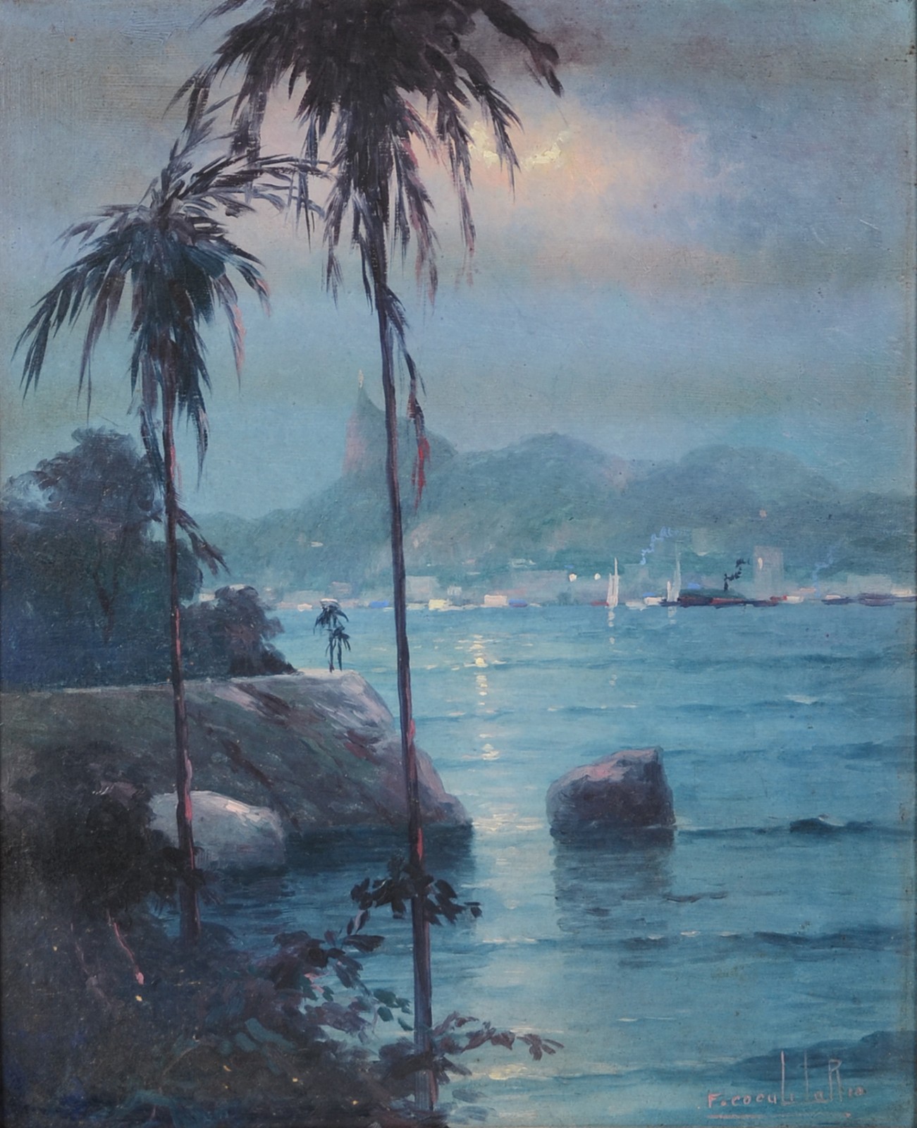 Francisco Coculilo (1893-1971), Baía de Guanabara com Corcovado ao fundo, RJ - foto 1 de 4