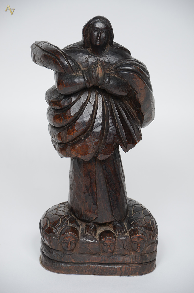 Antiga imagem de Nossa Senhora de madeira entalhada, século XIX... - foto 1 de 2