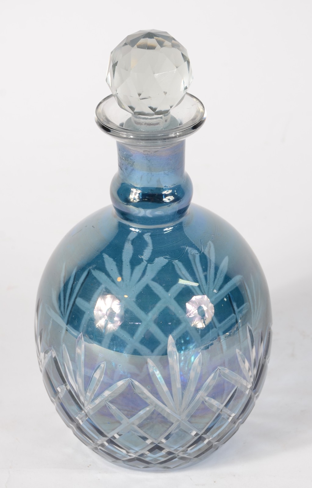 Licoreira de cristal doublé azul lapidado. tampa facetada. - foto 2 de 4
