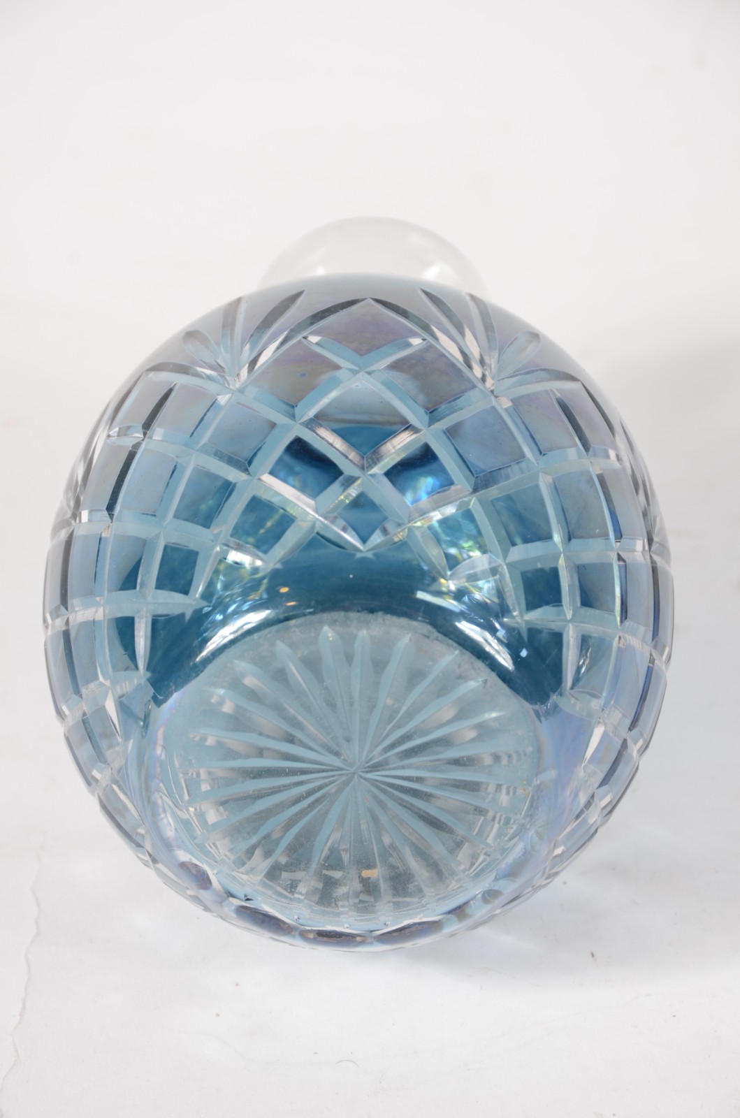 Licoreira de cristal doublé azul lapidado. tampa facetada. - foto 4 de 4