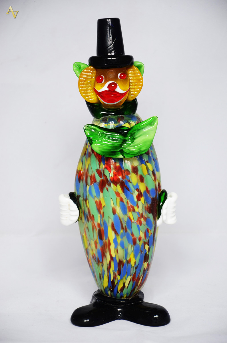Palhaço de murano mesclado. Altura 30 cm.