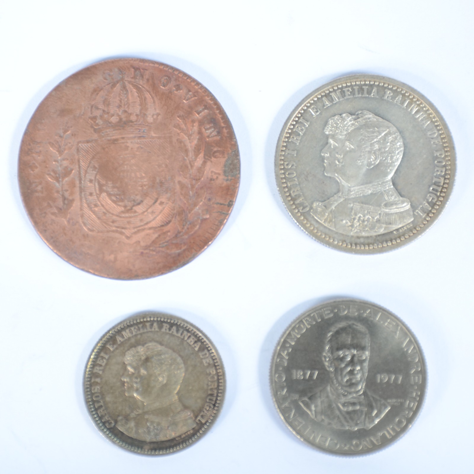 Coleção com 4 moedas: a) Petrus II - valor 20 b) 500 reis - prata... - foto 1 de 2