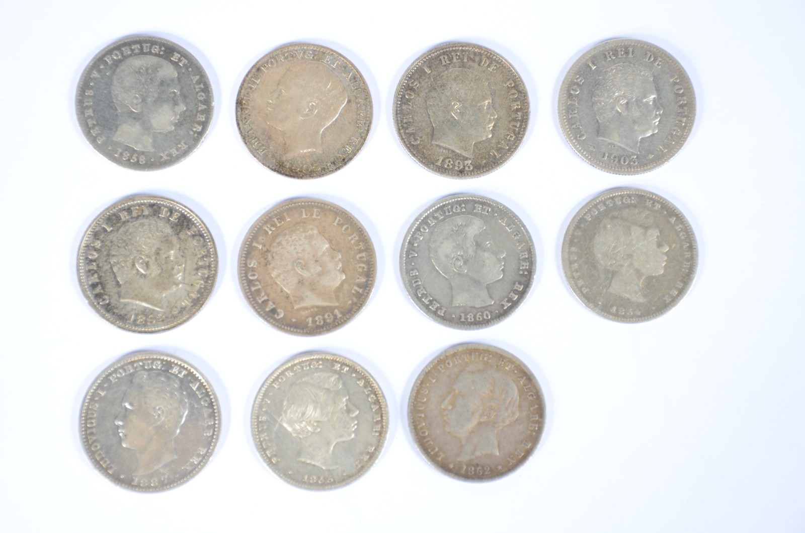 Coleção com 11 moedas portuguesas de prata de 200 reis, sendo 9 do... - foto 2 de 2