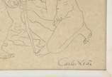 Carlos Leão (1906-1983), Figuras - Bico de pena sobre papel colado em eucatex, pontos de fungos.
