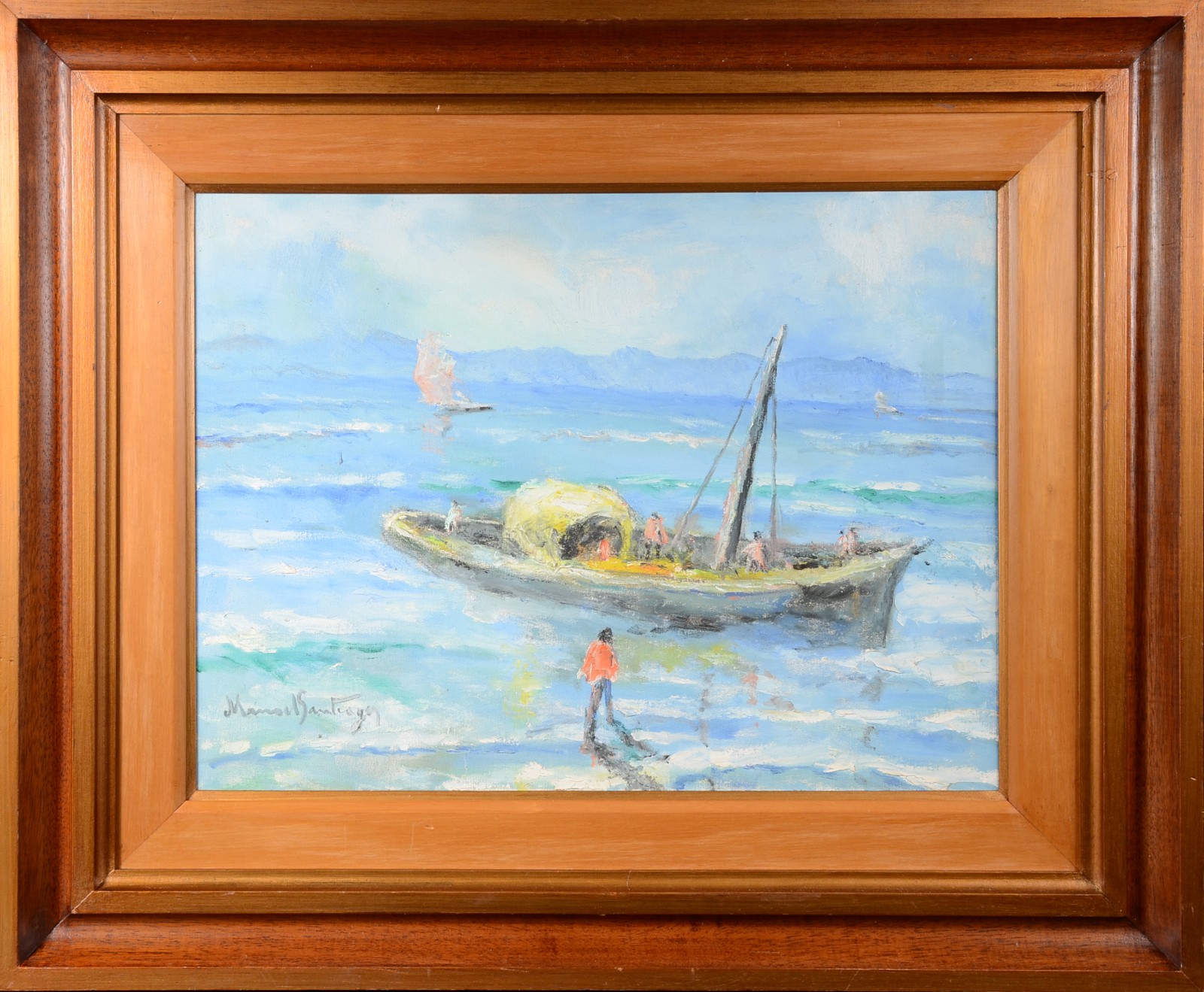 Manoel Santiago (1897-1987), Marinha com barco, Macaé, RJ - foto 2 de 6