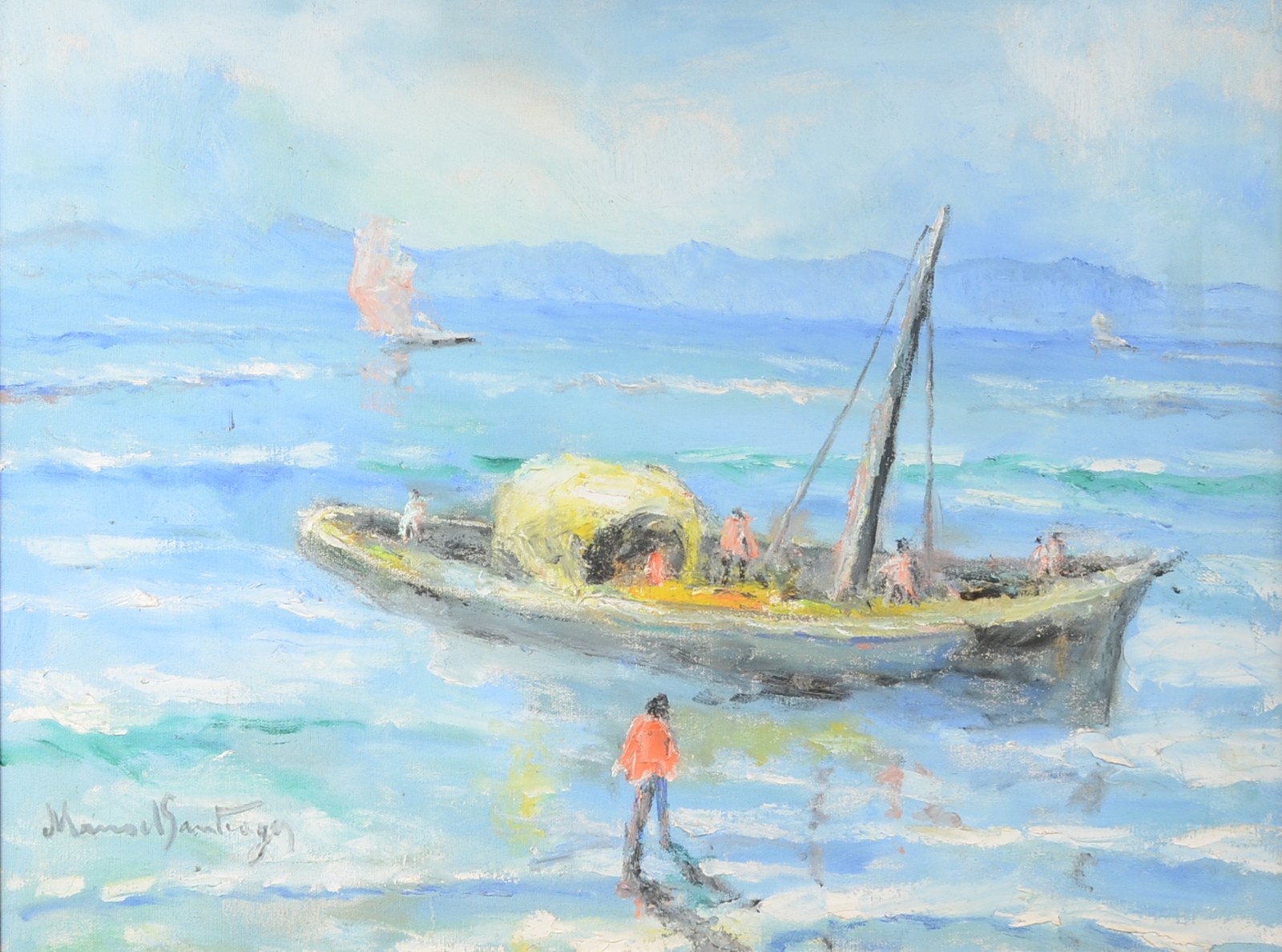Manoel Santiago (1897-1987), Marinha com barco, Macaé, RJ - foto 1 de 6