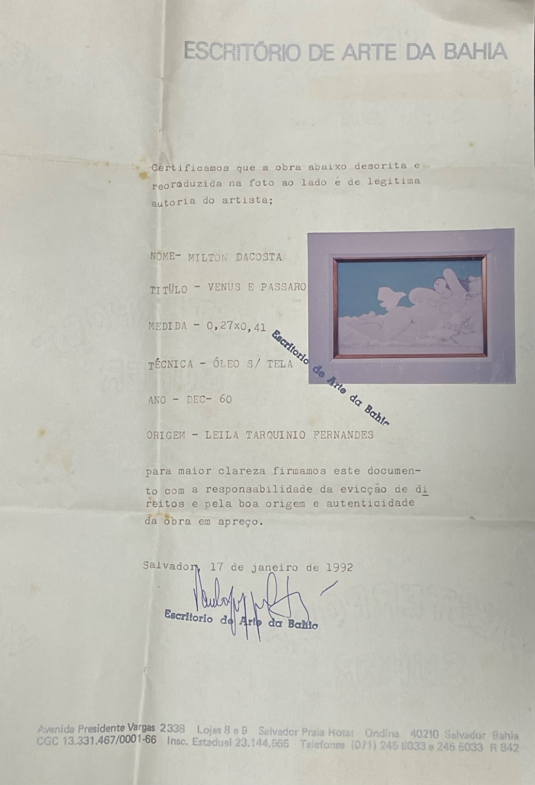 Milton Dacosta (1915-1988), Vênus e pássaro - foto 6 de 6