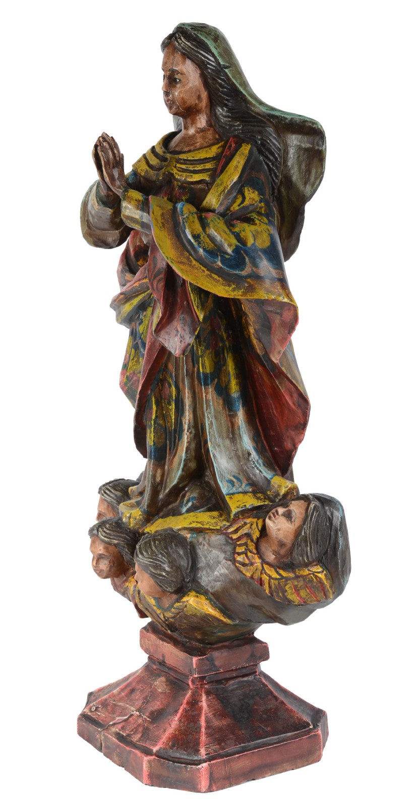 Nossa Senhora , imagem de madeira, entalhada e policromada com olhos... - foto 4 de 9