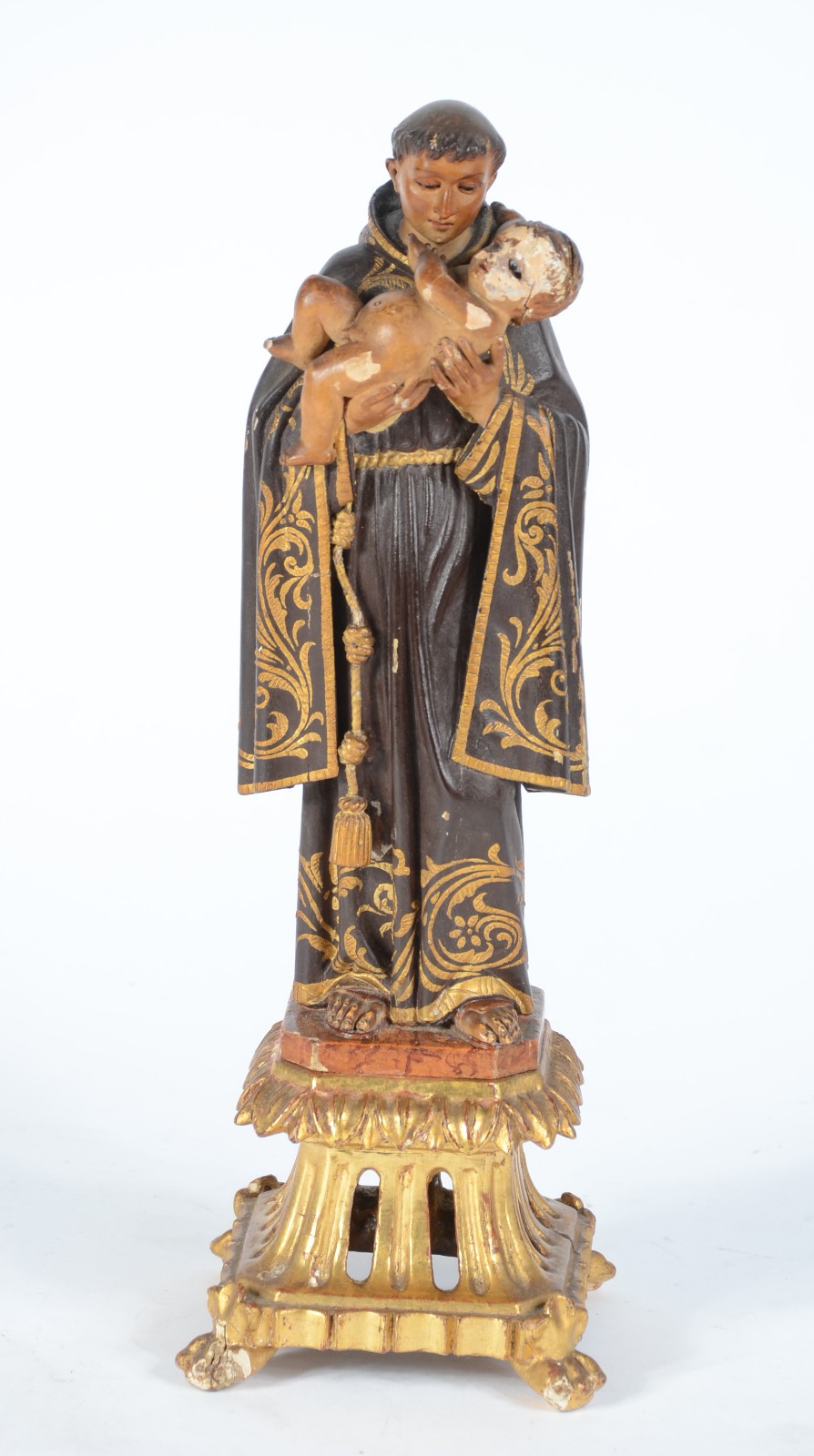 Santo Antonio com menino - Antiga imagem portuguesa de madeira... - foto 1 de 8