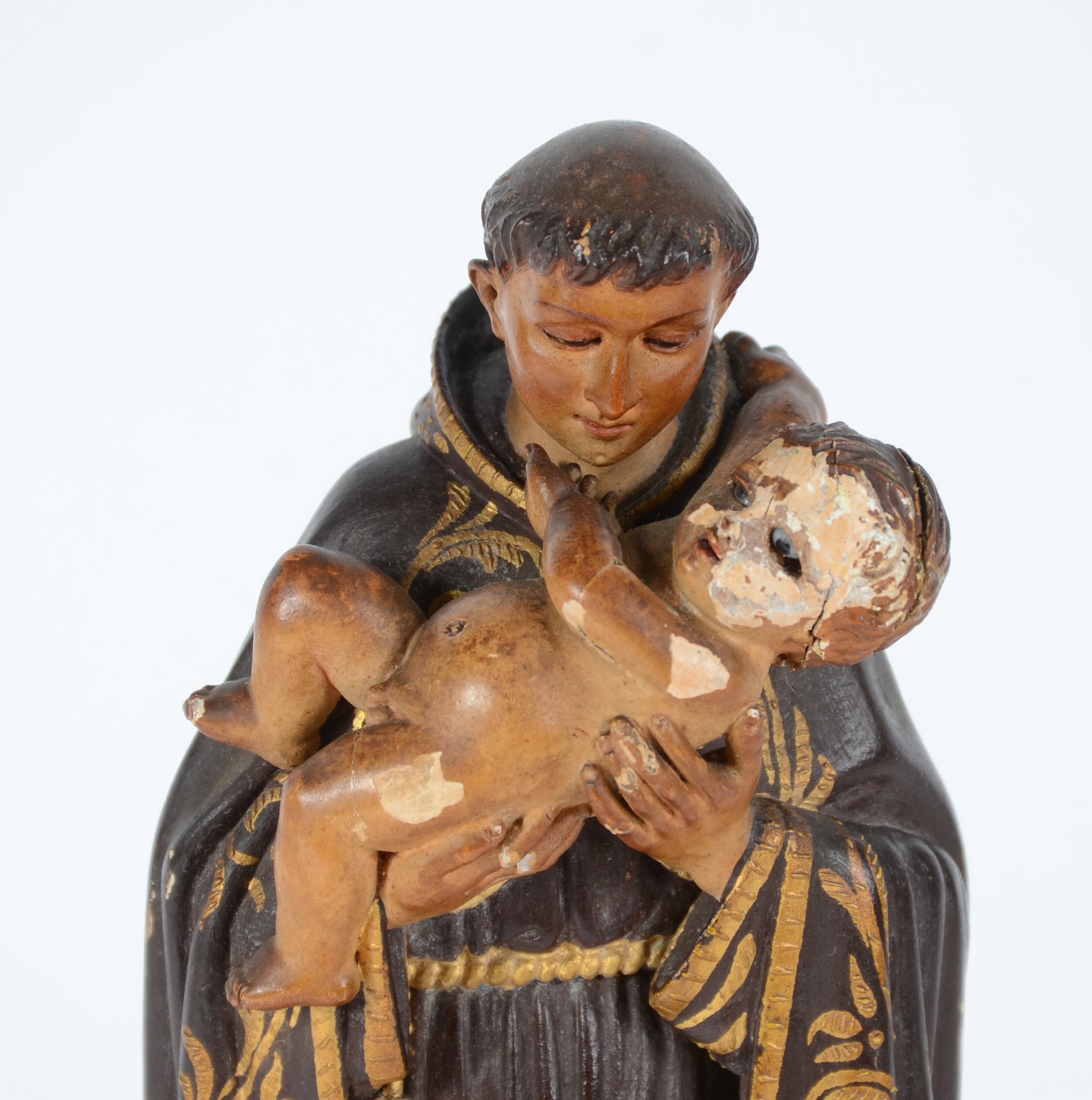 Santo Antonio com menino - Antiga imagem portuguesa de madeira... - foto 2 de 8